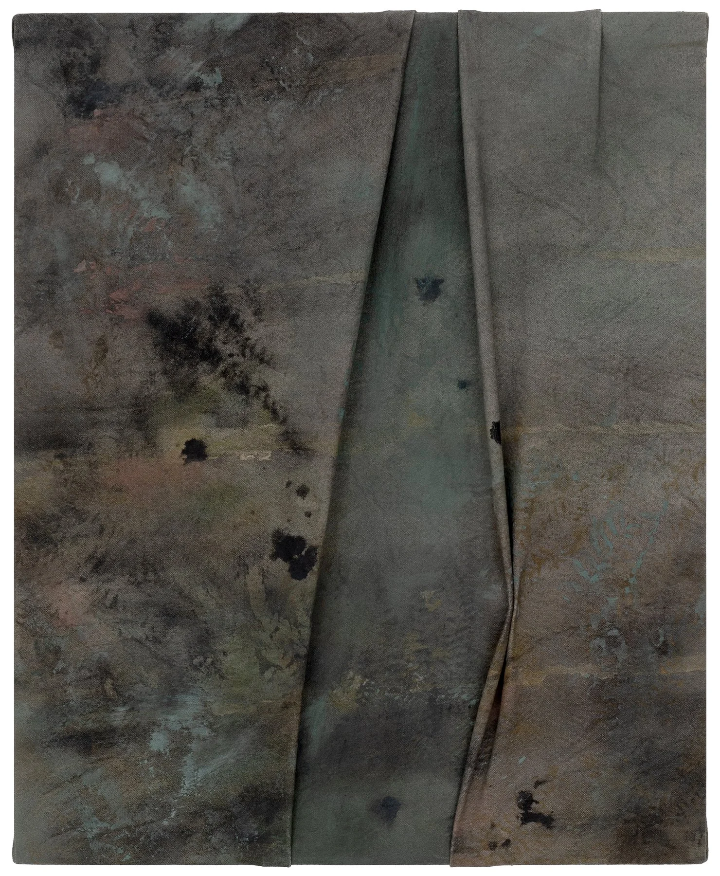   Against the Moon , 2026                                                                                               earth pigments and acrylic on stitched canvas                                                                                     