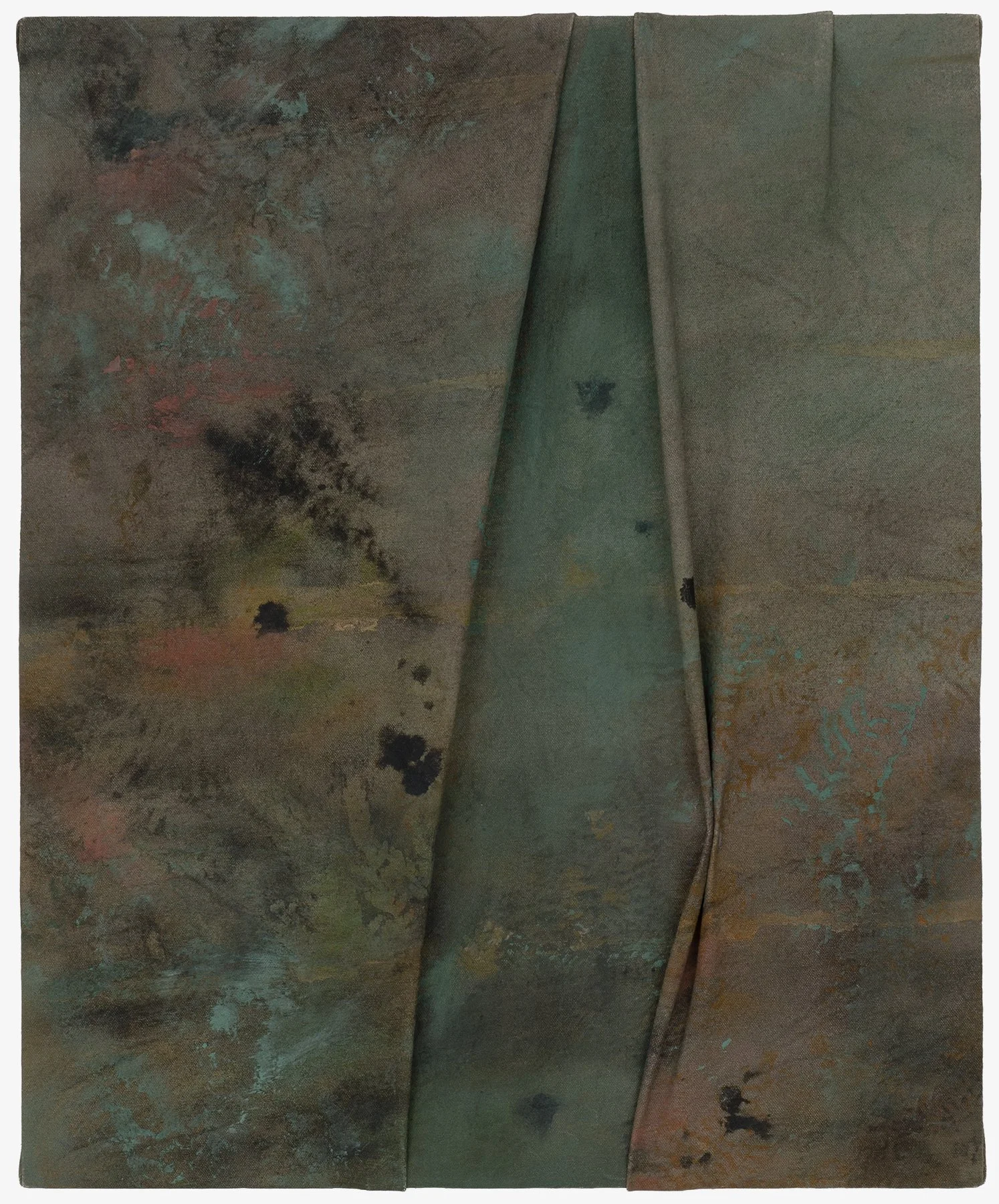   Against the Moon , 2026                                                                                               earth pigments and acrylic on stitched canvas                                                                                     