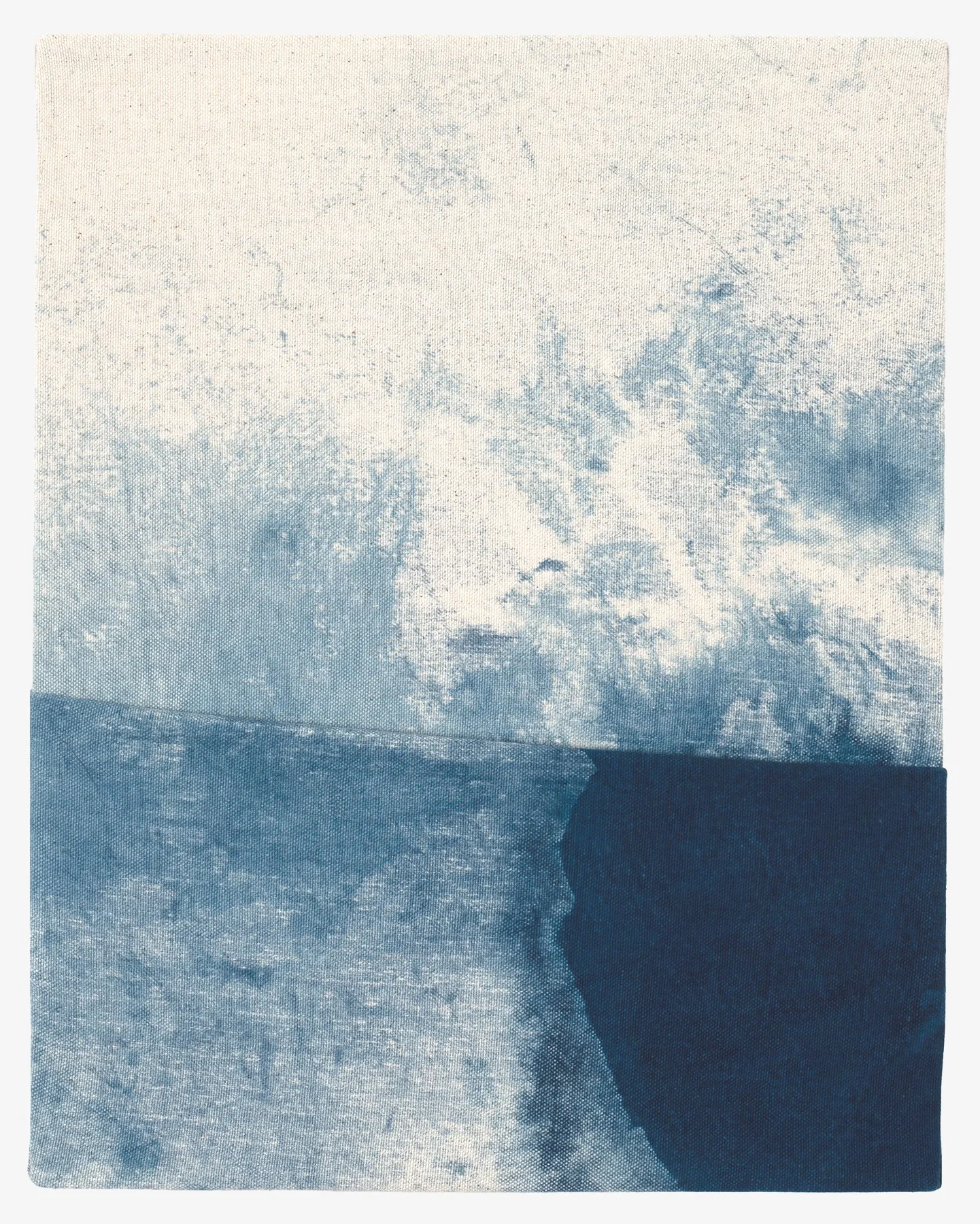   Please Stay , 2025 indigo dye on folded canvas 14 × 11 inches 