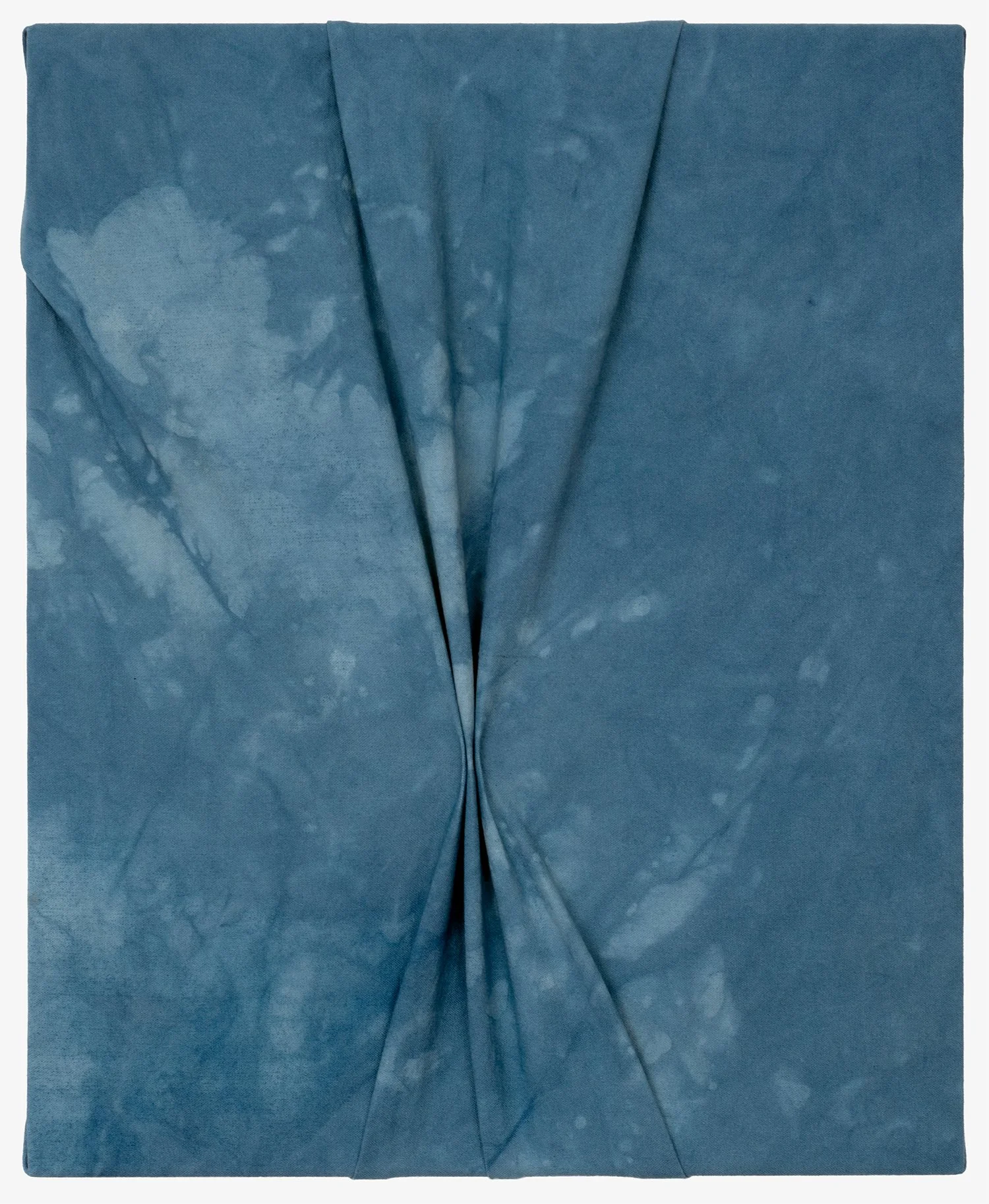   Close to Me,  2026                                                                                              indigo dye on stitched canvas                                                                                                  22 x 18 i