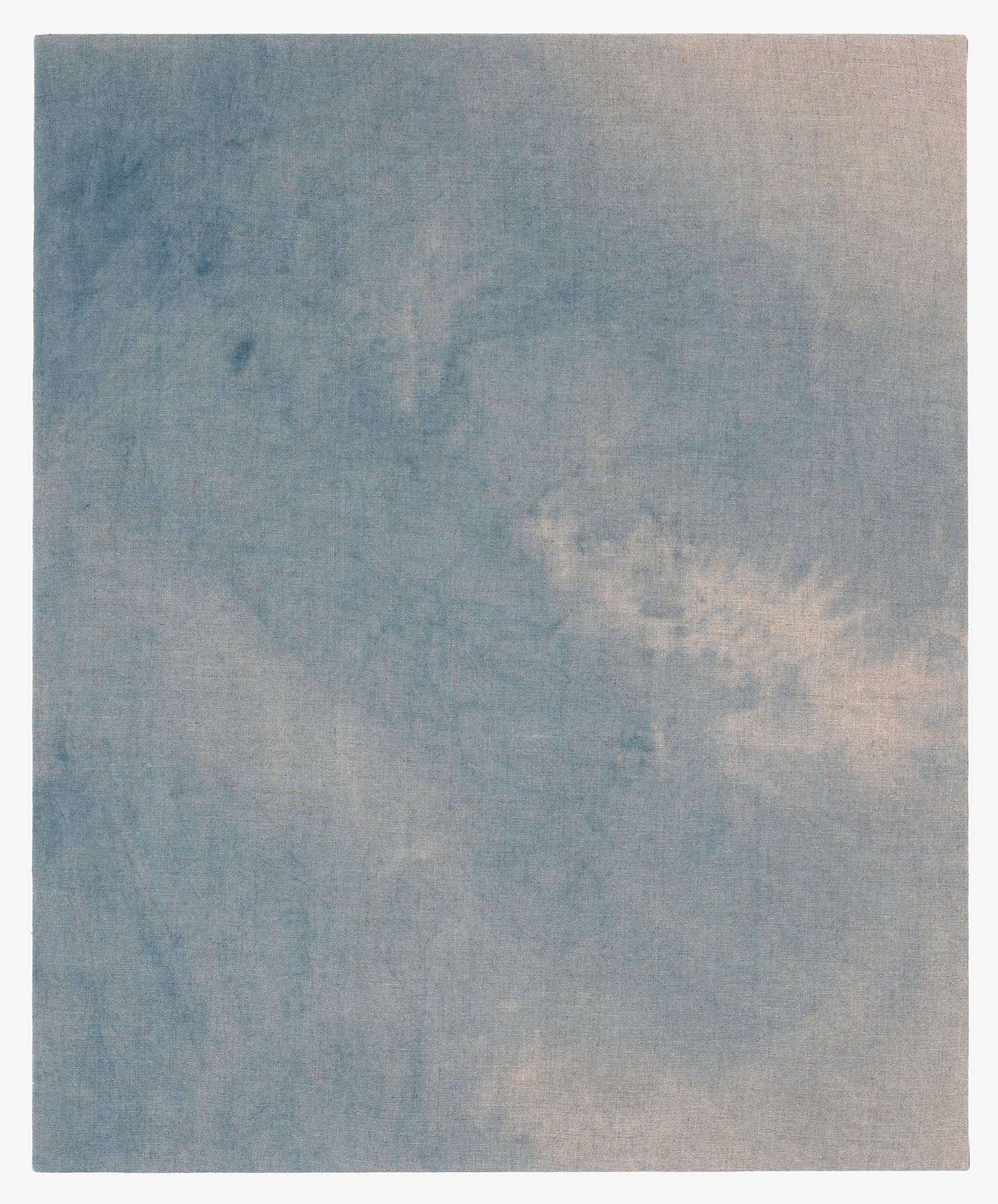   Hands in the Sky,  2025                                                                                               indigo dye on linen                                                                                                               