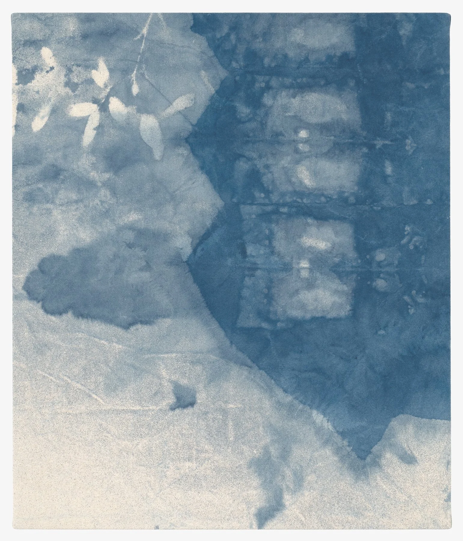   Into the Trees,  2025                                                                                               indigo dye on canvas                                                                                                                