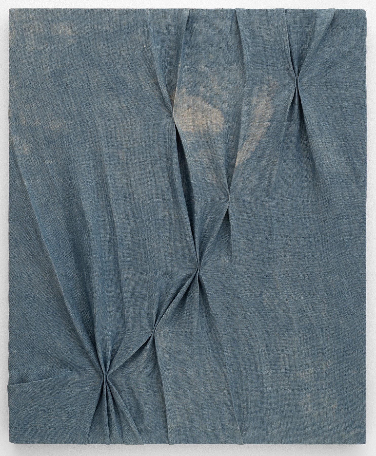   I See the Clouds,  2022                                                                                               indigo dye on stitched linen                                                                                                      