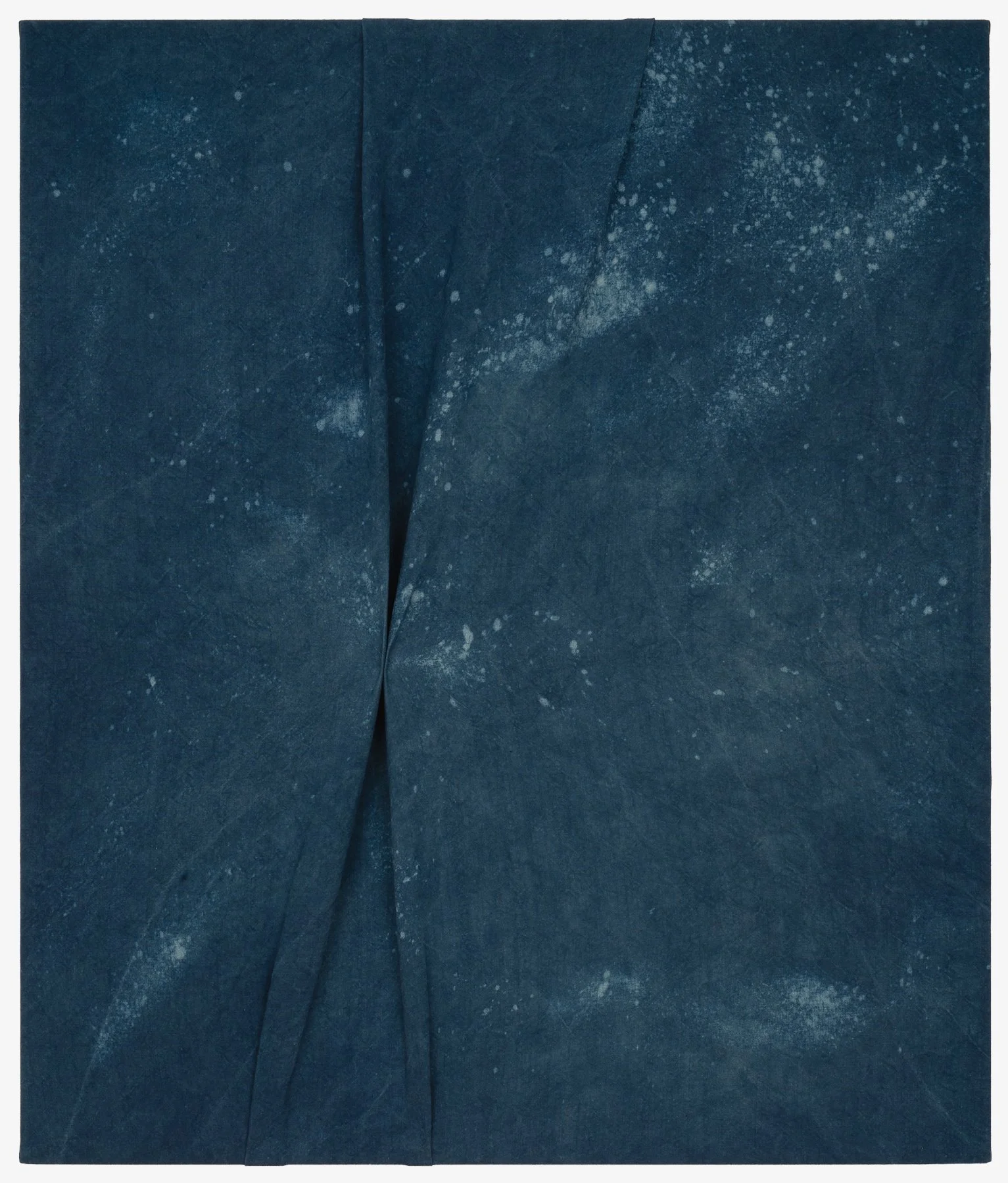   To Find You,  2026                                                                                               indigo dye and bleach on stitched linen                                                                                               4