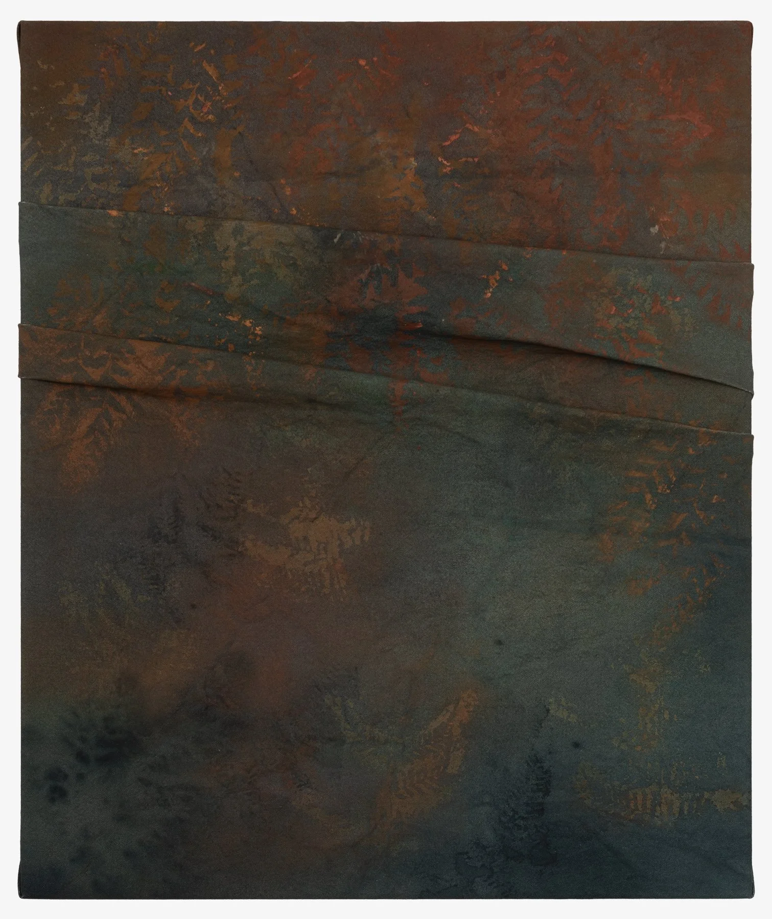   Through My Hands,  2026                                                                                               earth pigments and acrylic on folded canvas                                                                                       