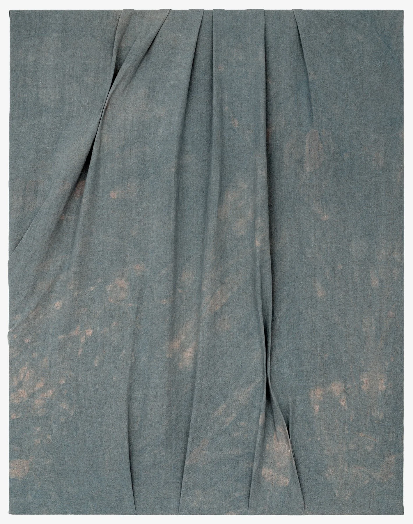  Colors in the Sky , 2026                                                                                               indigo dye on stitched linen                                                                                                  36 