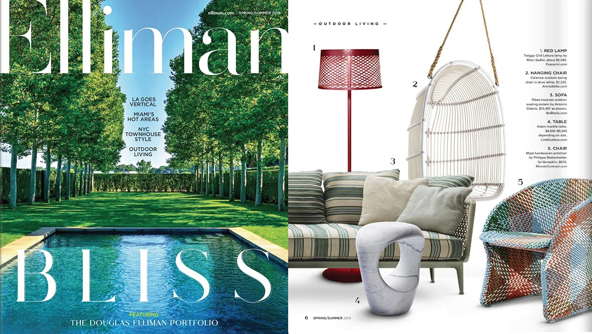Elliman Magazine Spring/Summer 2019, featuring the Adam Table
