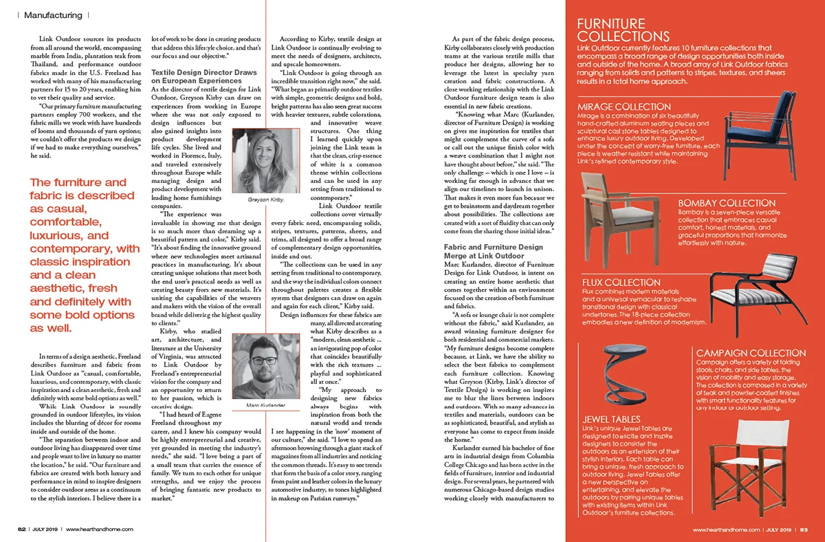 Hearth & Home July 2019 , featuring Link Outdoor