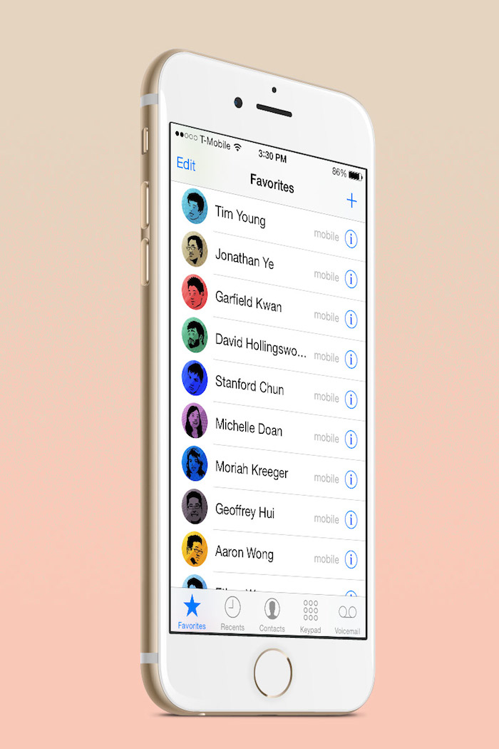 The Caller ID avatars support circular containers, like in the Favorites page of Apple iPhone.