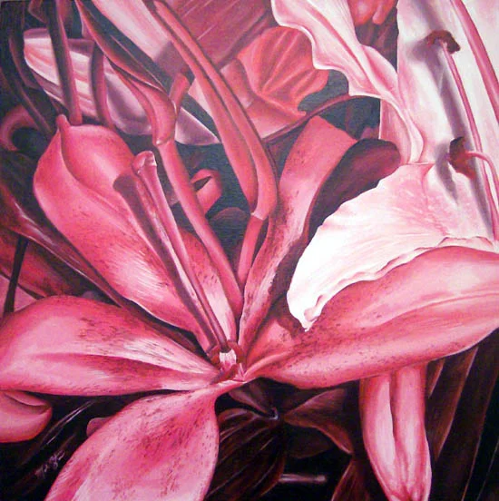 Valentine Lilies #4 Acrylic on Canvas, 15" x 15" 2010.