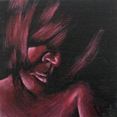    Twisted Redux (Red)    Acrylic on Canvas, 5" x 5"  2013. 