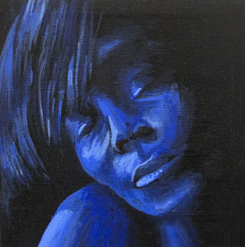 Twisted Redux (Blue) Acrylic on Canvas, 5" x 5" 2013.