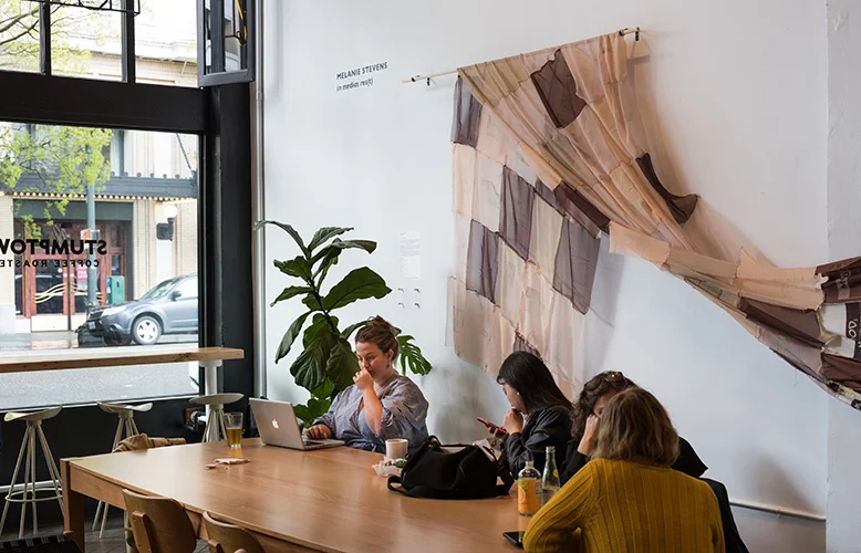 “If You’re Watching This, It’s Too Late”, Iteration #4, 5 ft x 80 ft Stumptown Roasters, 2018 Photo Credit: Mario Gallucci