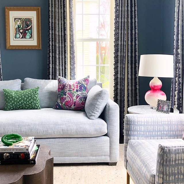 Regram from our talented design partner, @honeyandfitz ! It’s always a delight to see our pieces in Dina’s dreamy designs! Anyone else just fall fast for the palette of fuchsia, blue, and green? Our ombré lamp has never sat so pretty! #dinahollandinteriors #ombrelamp #sho