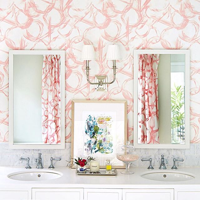 We can&rsquo;t wait to see what the talented team at @kate.h.design has in store for our blush brushstroke wallpaper! Our papers are also available in custom colors, what color would you like to see next? #wallpaperwednesday 📷 @adamalbright