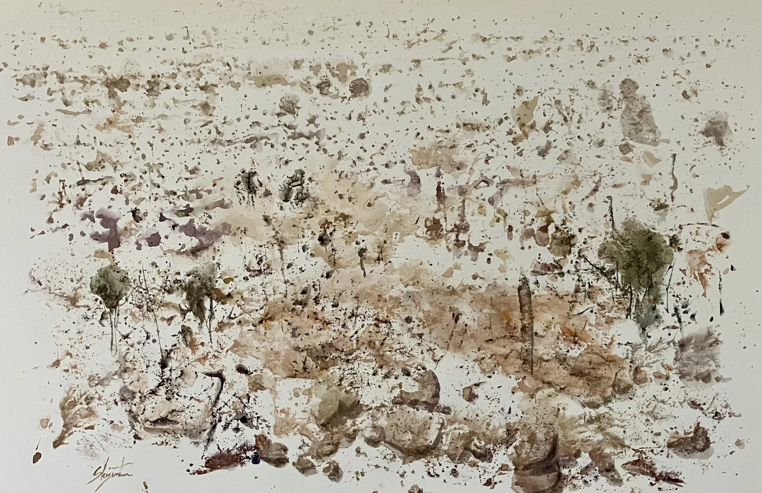  From the escarpment. Watercolour/earth on paper 42 x 45 cm 