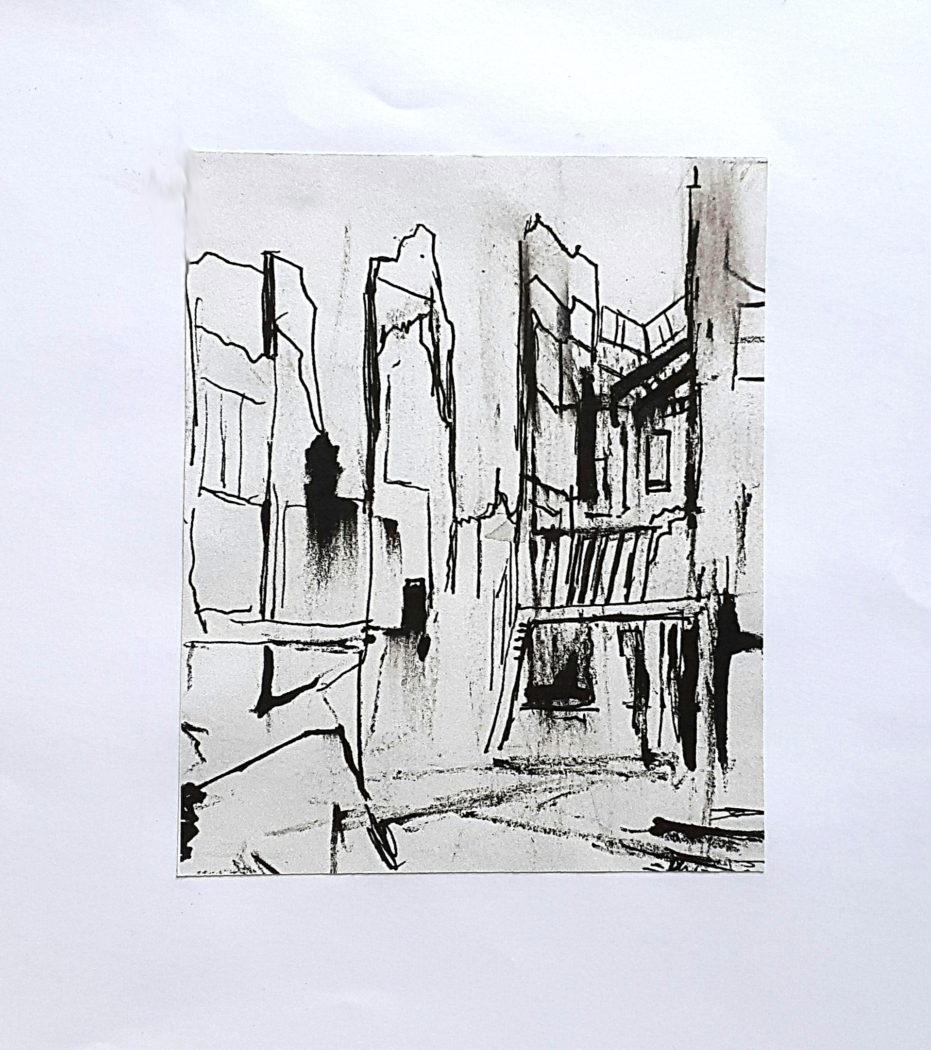 53 Aftermath series 1, 15 x 12 cm, ink and charcoal on paper