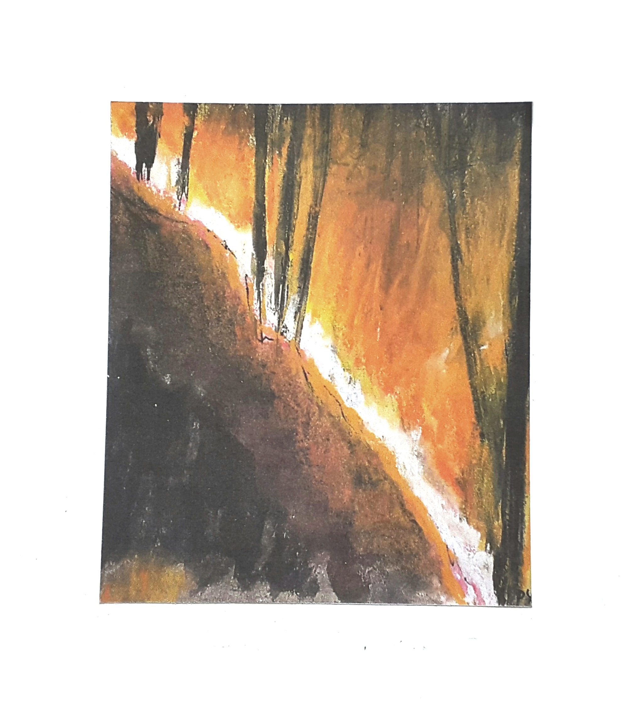 57 Adversity series, Wildfire, 10 x 12 cm, pastel and mixed media on paper