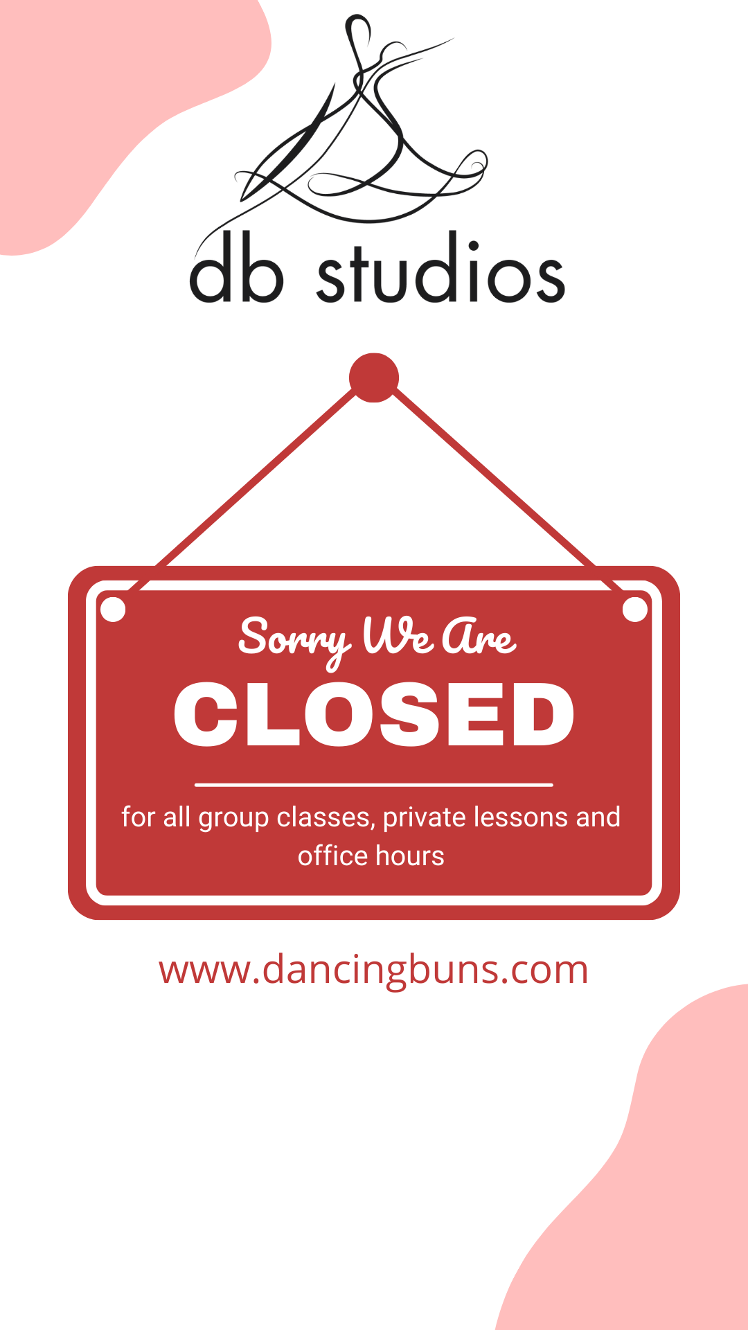 Studio Closed- Holiday Break