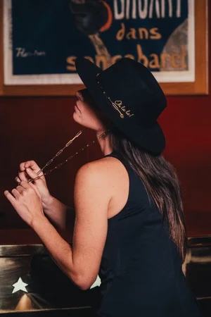 Chapeau Femme En Pure Laine Style Jean Moulin - Taille 55, Noir - Occasion (porté)