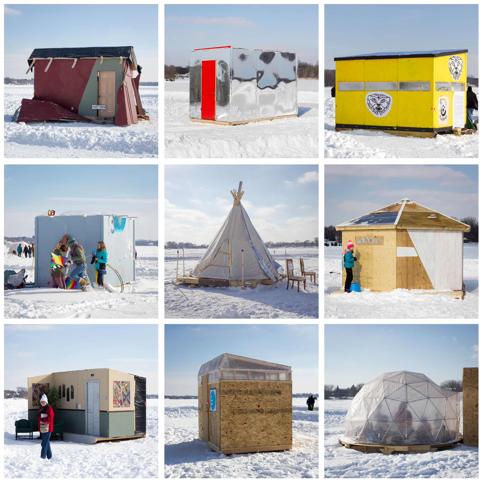 A sampling of some of the art shanties. The interiors are where a lot of the art is located, because winter. 