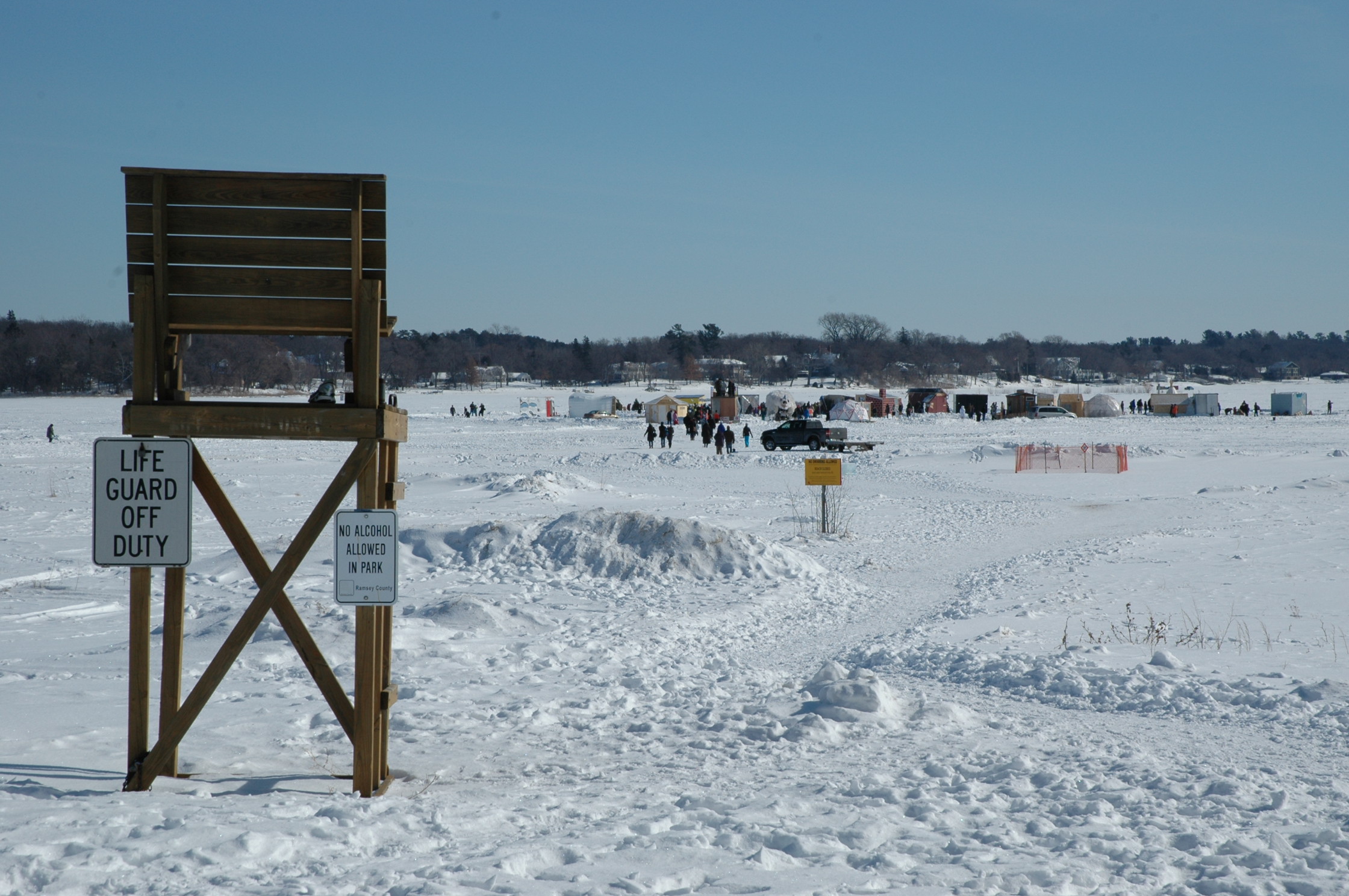 Entering the Art Shanties Project. The Lifeguard is NOT on duty.