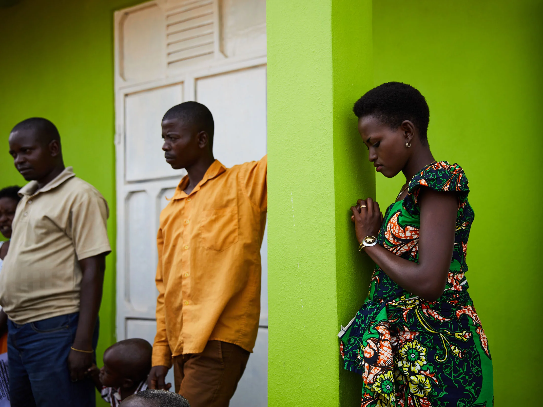 A crowd listens to an Ebola awareness campaign run by the United Nations in the town of Oicha, North Kivu.
