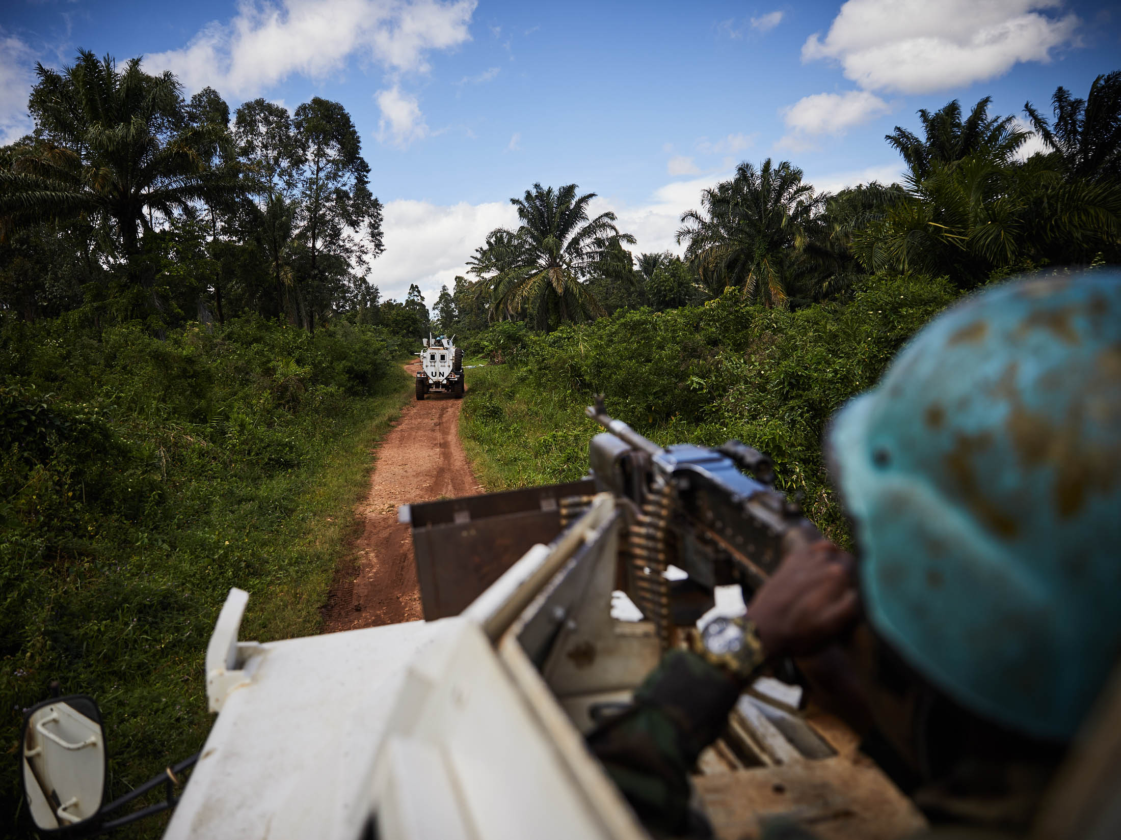  Malawian Troops of the United Nations Force Intervention Brigade patrol in Beni Territory. Response to the ongoing Ebola crisis in North Kivu is hampered by rebel attacks in the region.  