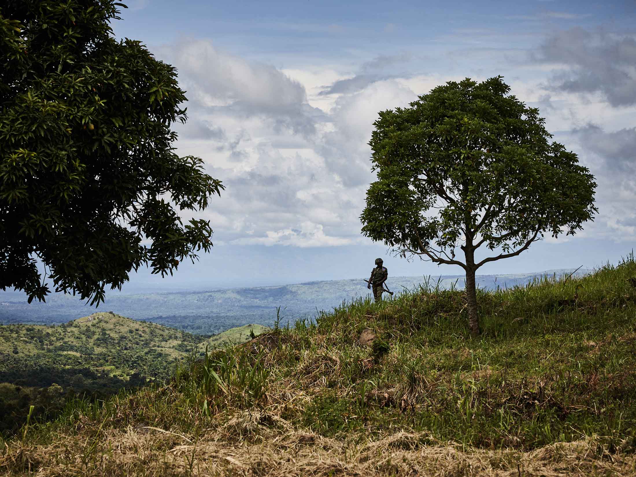 FARDC guard in the hills surrounding Beni, North Kivu.