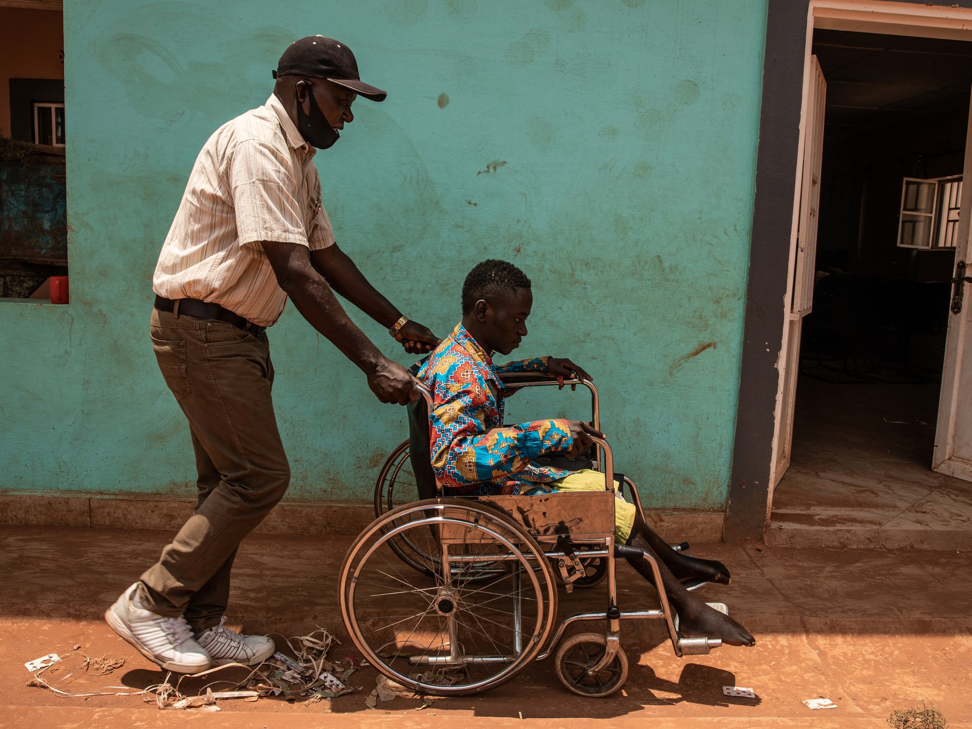  Didier, paralysed in a mining accident. Cobalt mining, children’s rights and environmental degradation. For  Save the Children .  