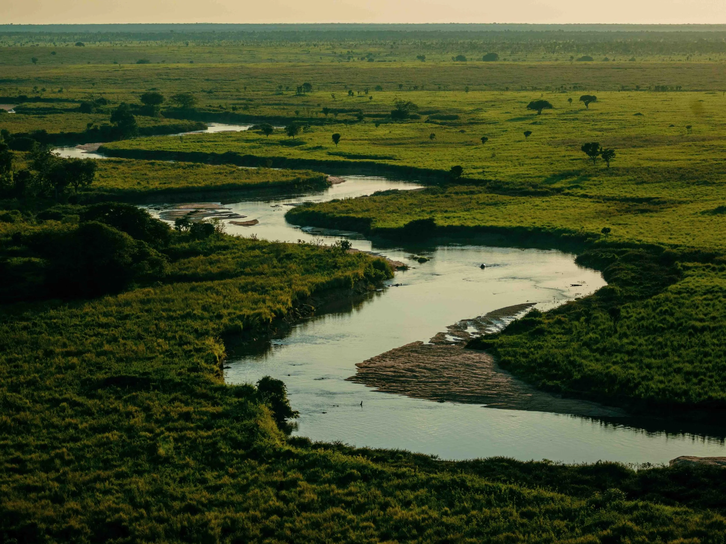 The Garamba river seen from an aircraft. Haut-Uele, DRC.