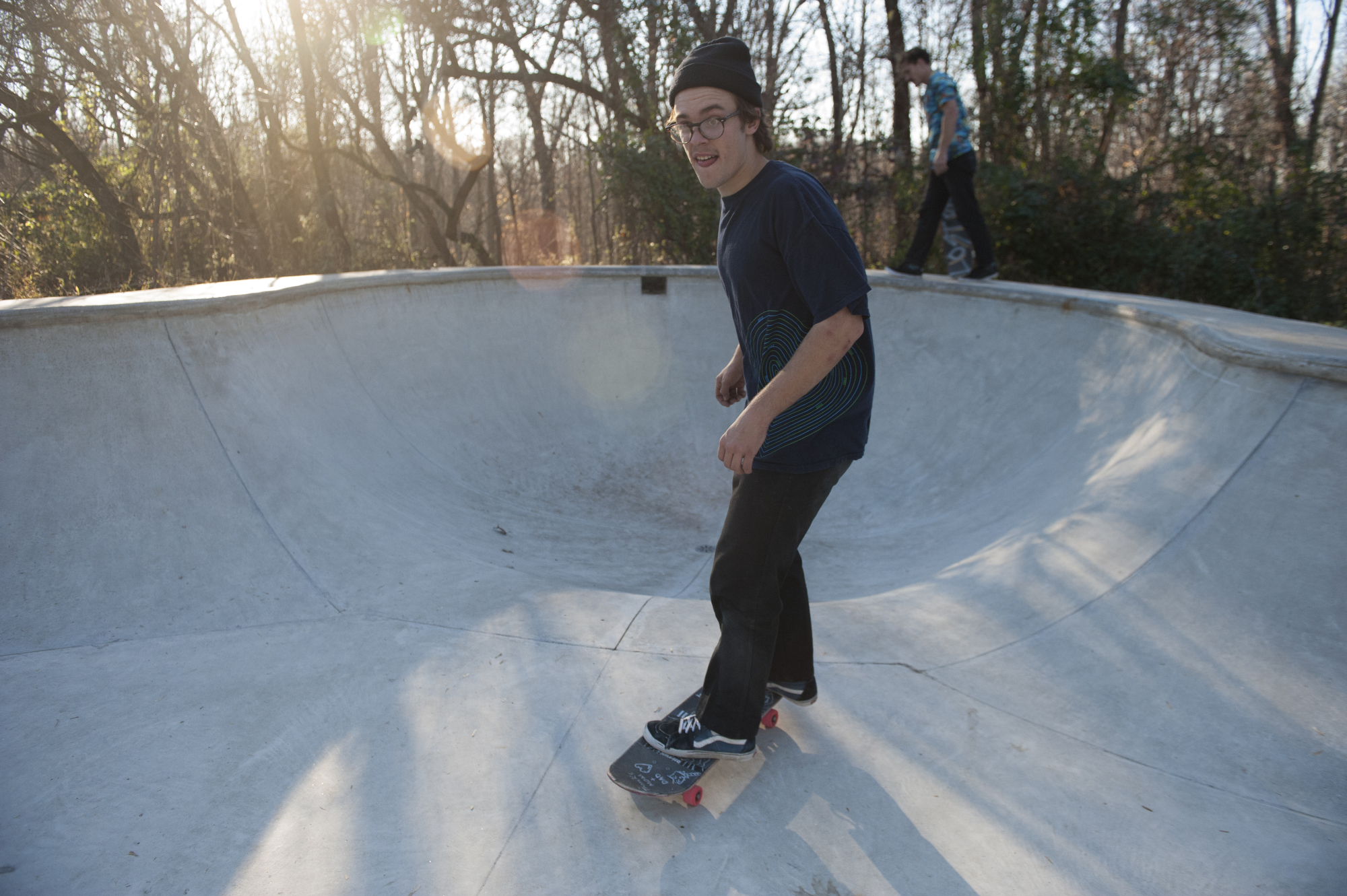 Patrick Mckenna cruises the Powell bowl in Zack Powell's backyard in Athens. 