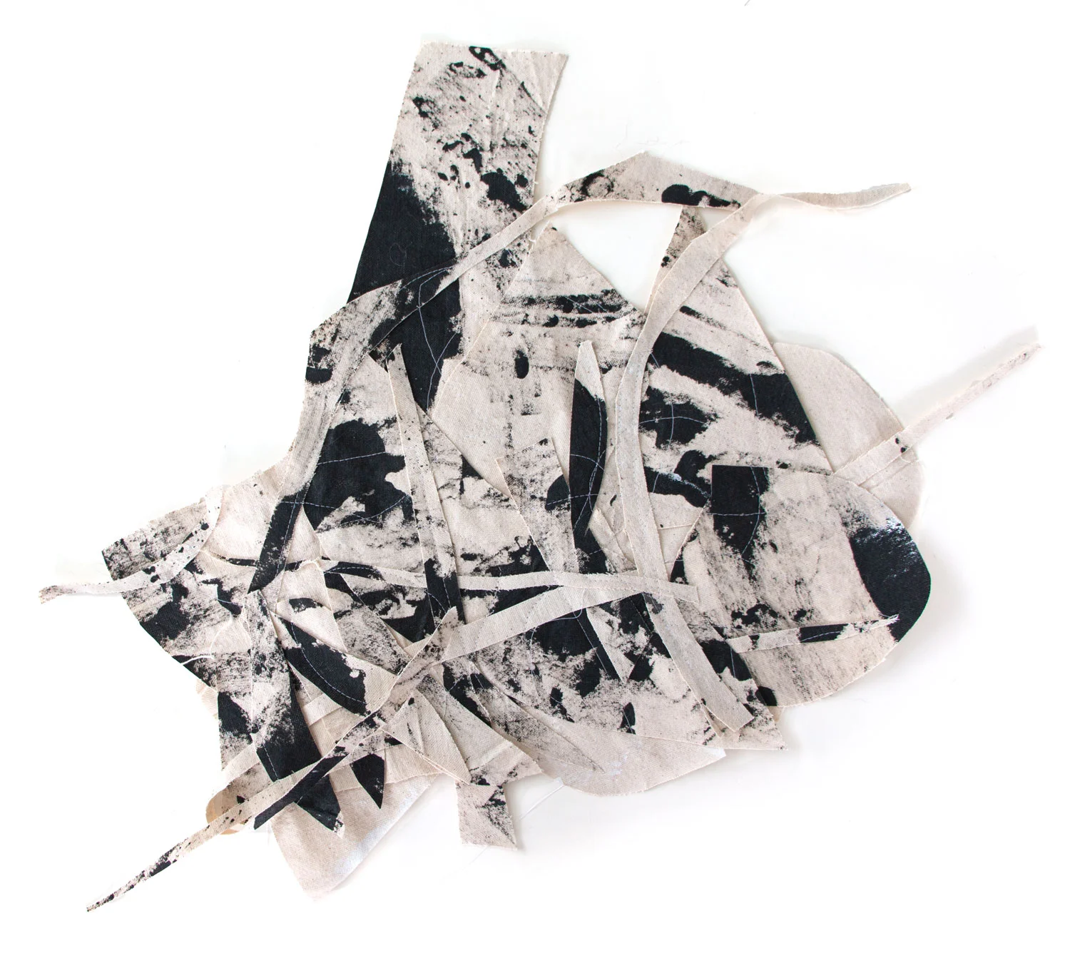 Painted, cut and stitched back together canvas
