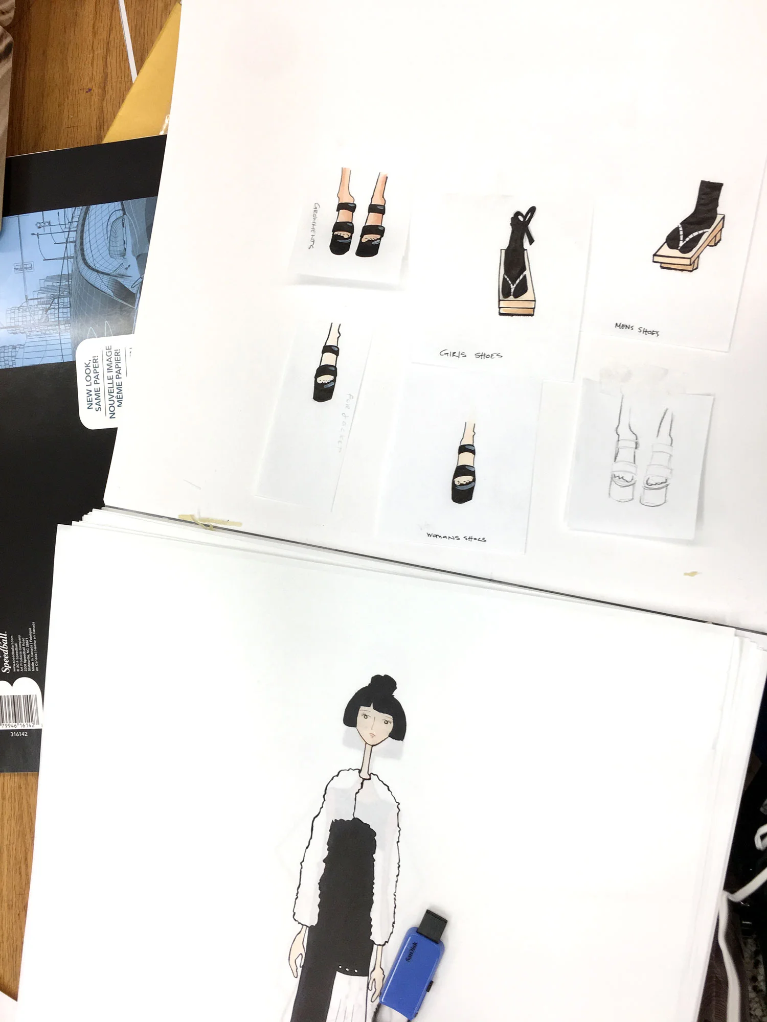 My Looks transformed throughout the making process. Pieces were switch and moved around. To keep up with my sketches, I would photoshop the parts that changed.