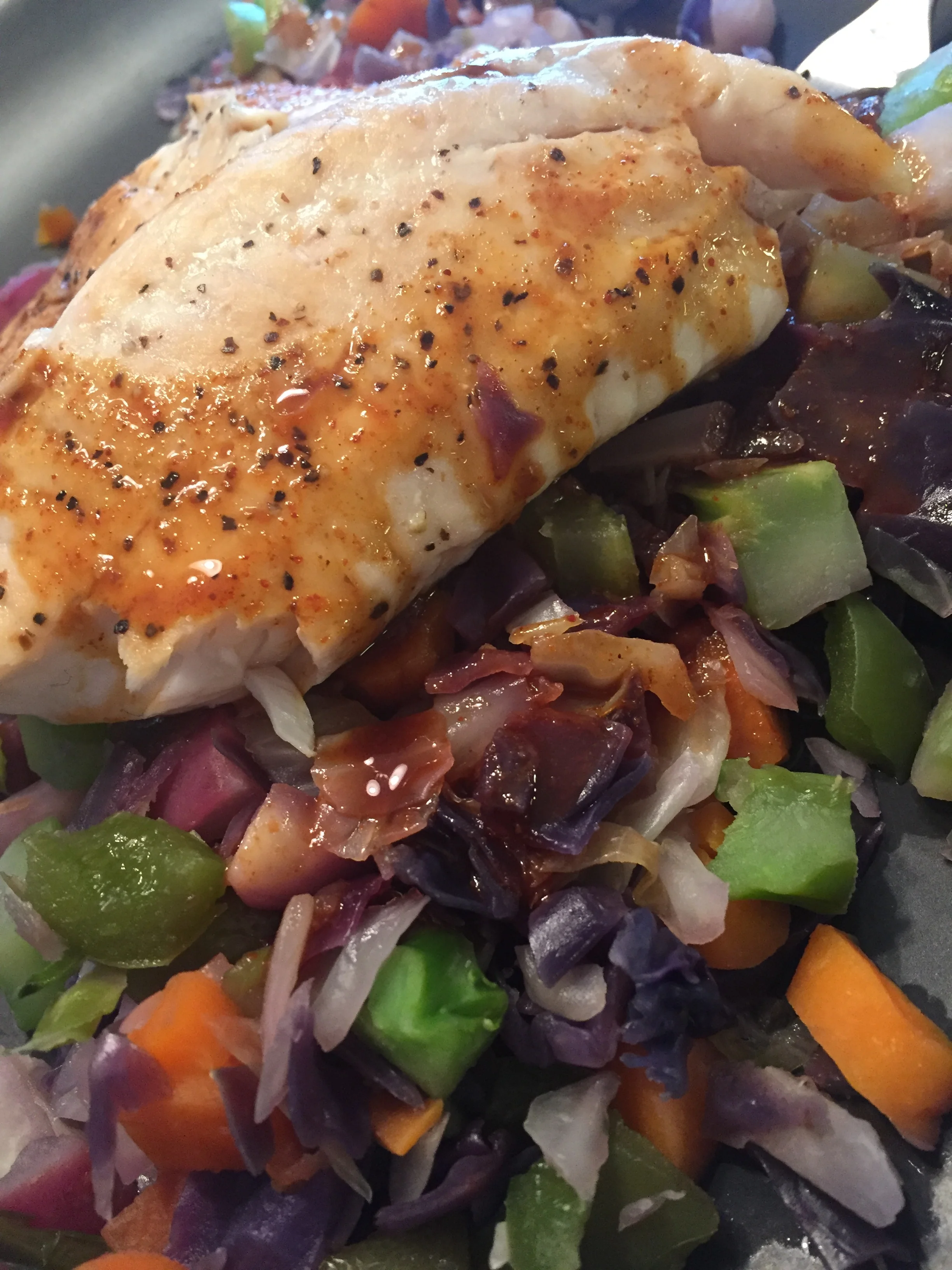 Spicy Asian Tilapia w/ Mixed Veggies