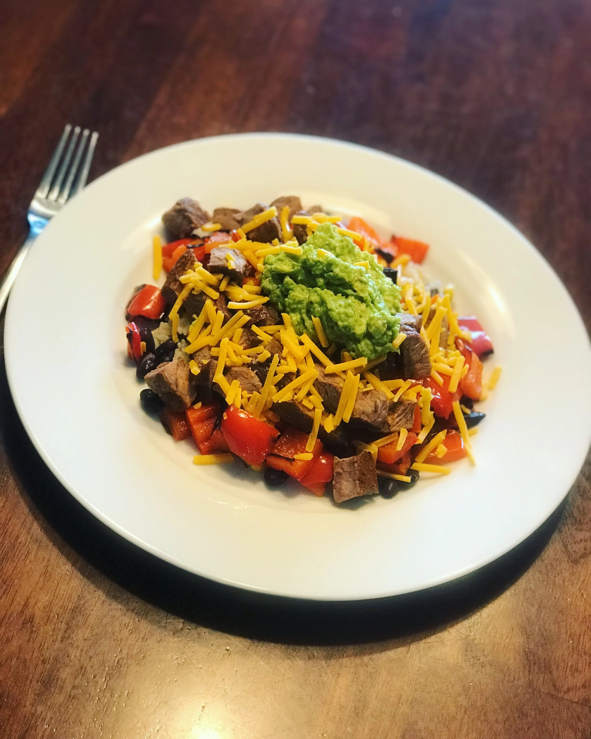 My version. So good, I sorta want it again tomorrow but Aaron ate the rest of the steak. Ugh!&nbsp;