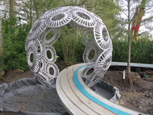 The 'Coccosphere', newly erected on site at Chelsea