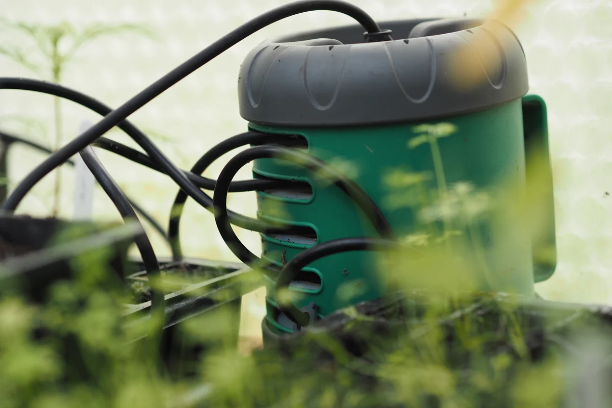The Aquapod is a convenient way to store all the spaghetti for a temporary automatic watering installation