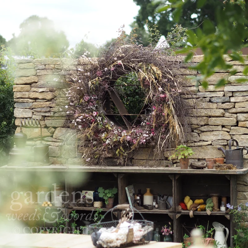 Detail of The Naturecraft Garden for Belvoir Fruit Farms, designed by Pollyanna Wilkinson, at the RHS Hampton Court Flower Show 2019