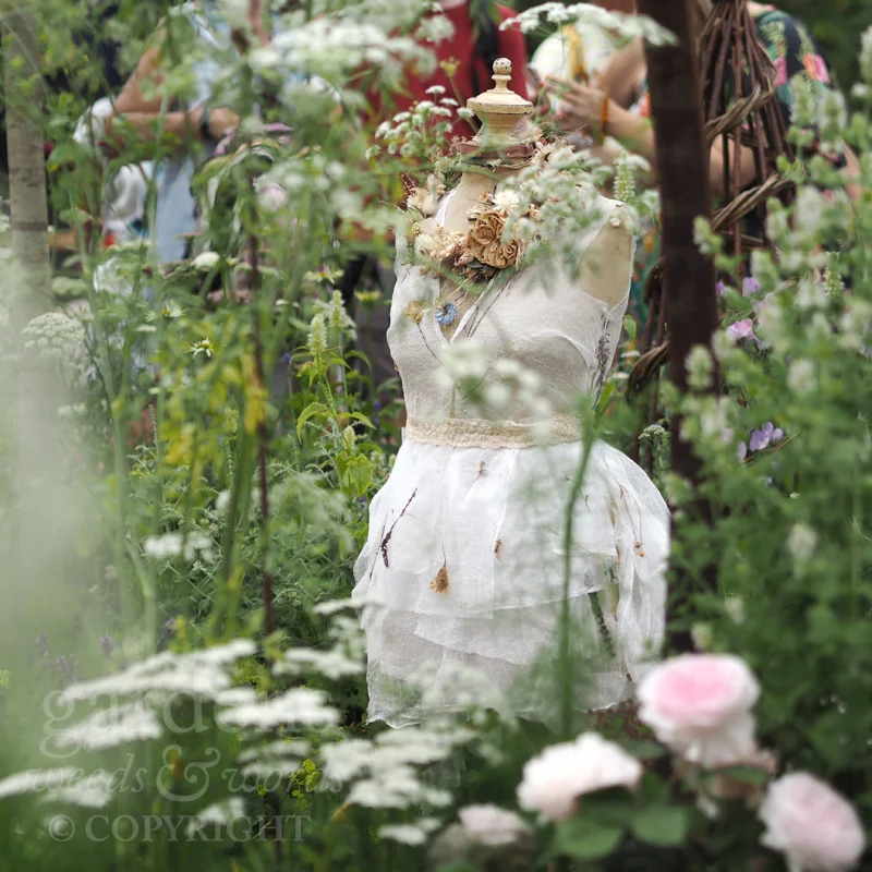 Detail of The Naturecraft Garden for Belvoir Fruit Farms, designed by Pollyanna Wilkinson, at the RHS Hampton Court Flower Show 2019