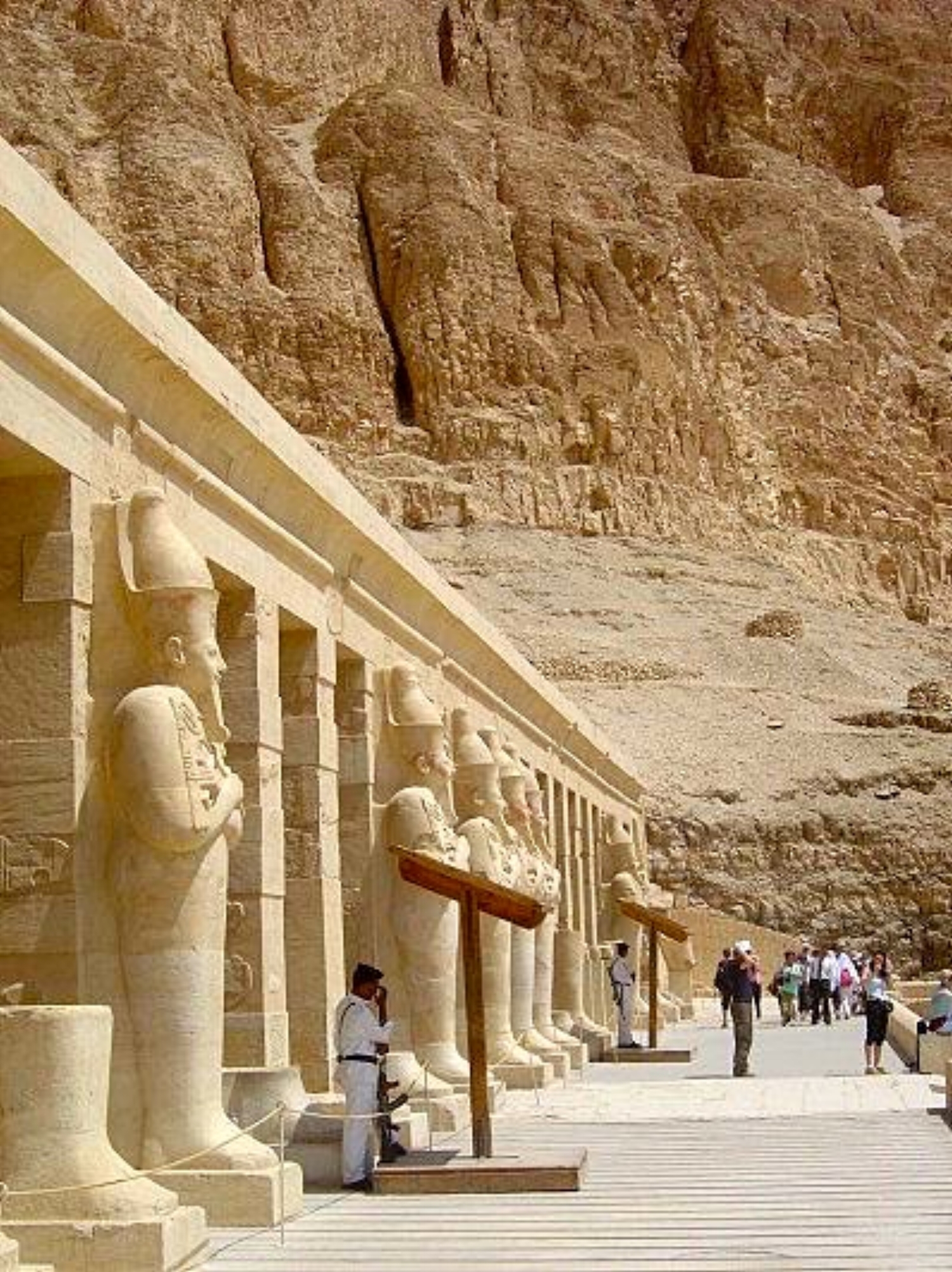 Hatshepsut statues in front of Birth Colonnade