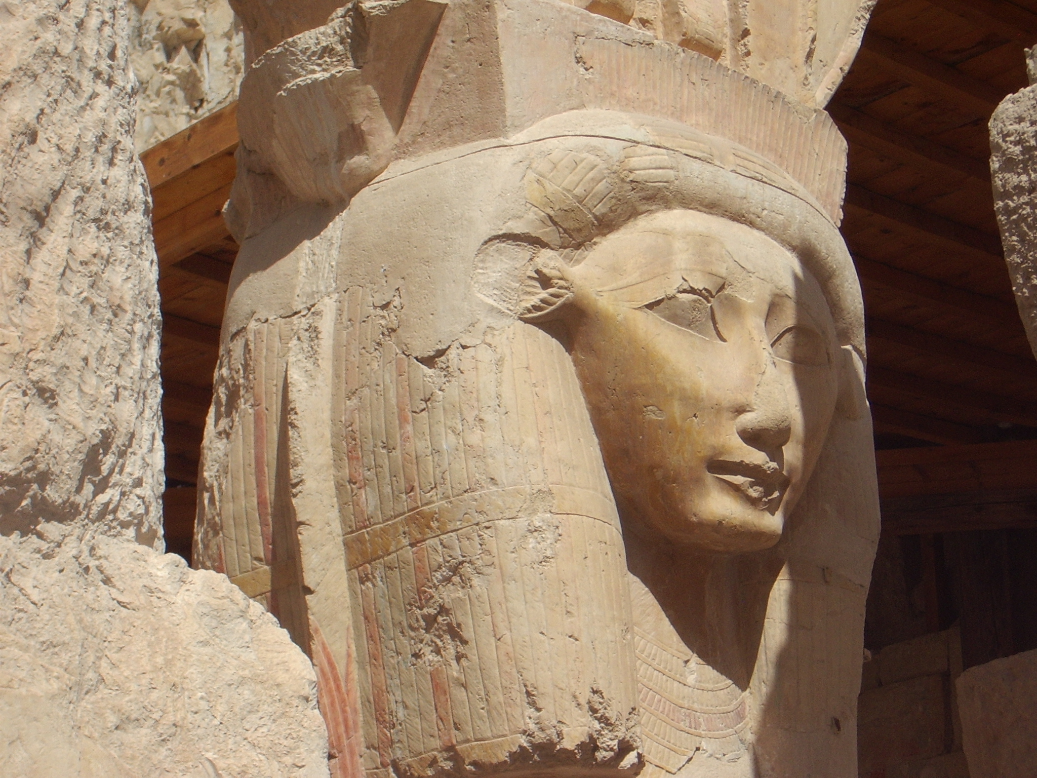 Beautiful Hathor statue in the Hathor Temple at Hatshepsut Temple