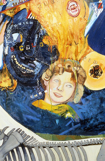 In My Spanky-Wanky World (detail), oil paint on canvas, 1997-1999.
