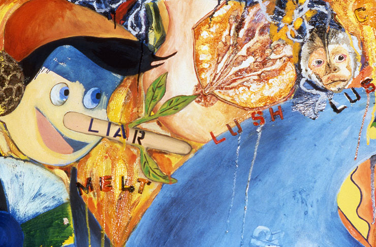   In My Spanky-Wanky World &nbsp;(detail), oil paint on canvas, 1997-1999. 