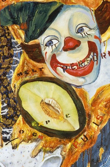   In My Spanky-Wanky World &nbsp;(detail), oil paint on canvas, 1997-1999. 