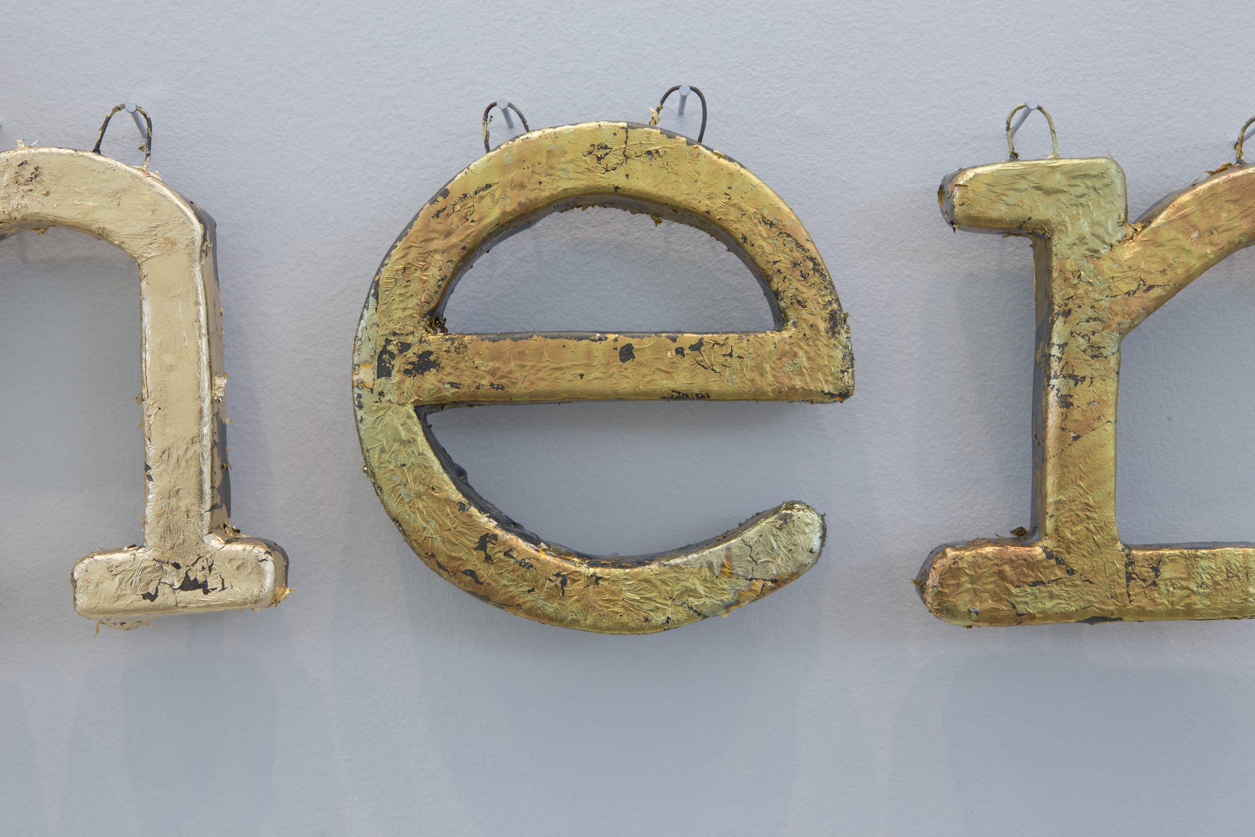   Alphabets and Earth: The Clay Letters , glazed earthenware and gold leaf, dimensions variable, 2015. 