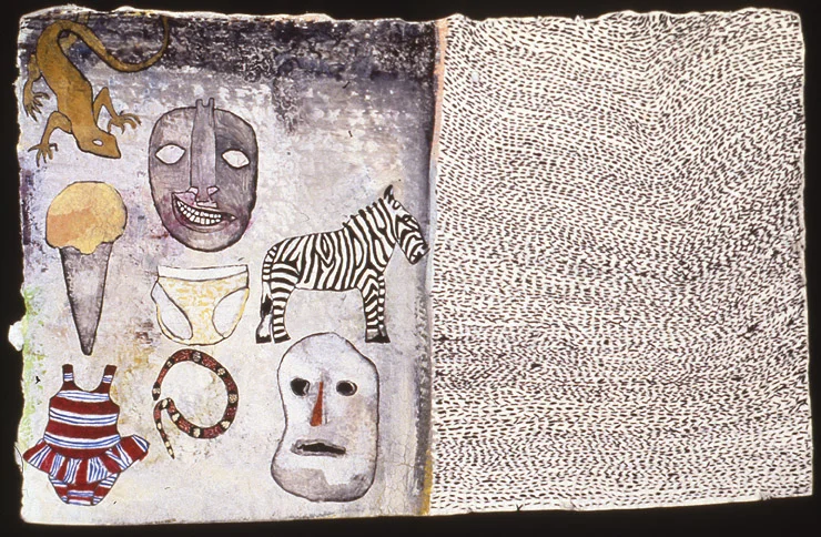 ¨Primer¨ , watercolor and stitching on paper, 12 in x 8 in, 1996.