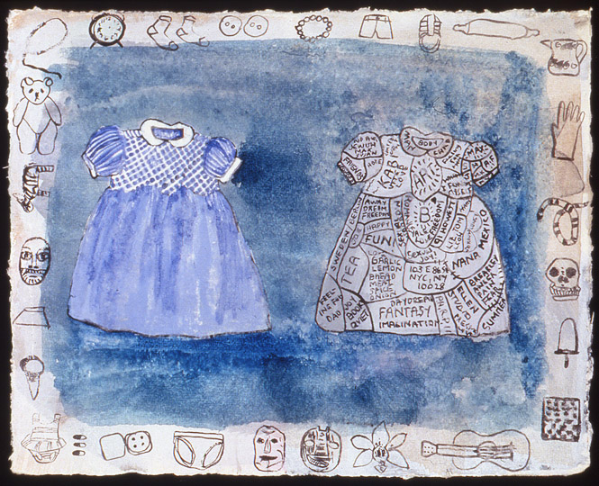   ¨Study For two Dresses¨ , watercolor on paper, 5.5 in x 7 in, 1996. 