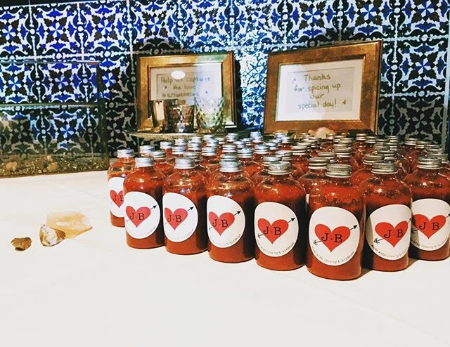 We are so excited to have baby sriracha favors for #BJSwedding! Lots of ❤️ poured into these minis! 🌶❤️