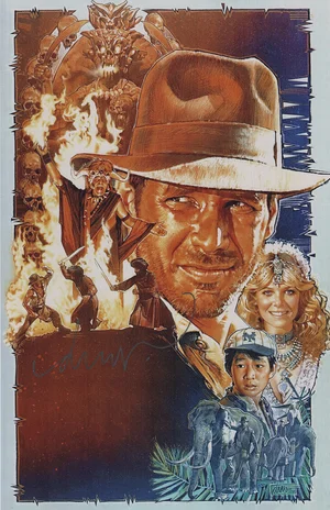 Indiana Jones Temple of Doom signed reprint mini-poster — GALACTIC